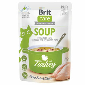 BRIT CARE CAT SOUP TURKEY konservi kaķiem zupa Tītars 75g